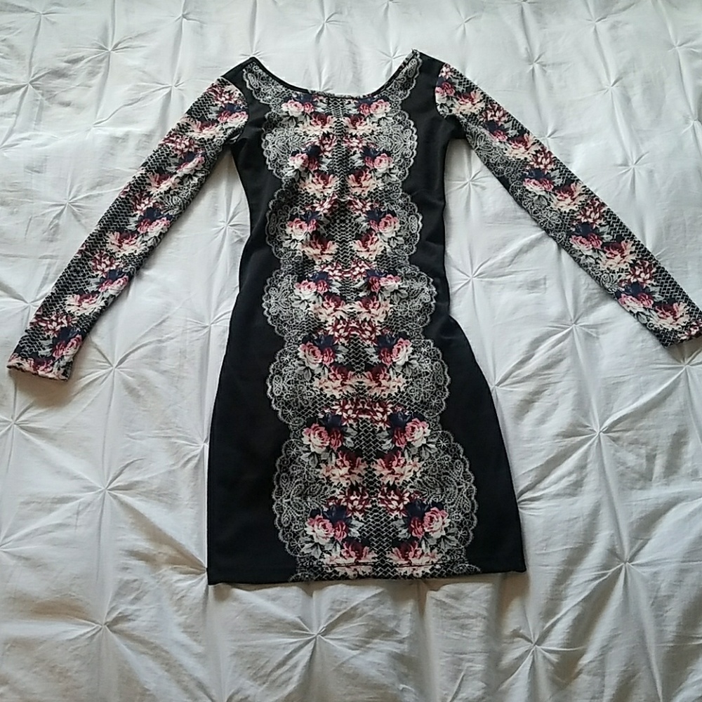 Floral Long Sleeve Bodycon Dress